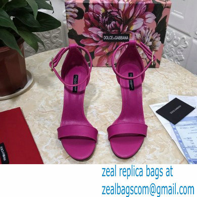 Dolce  &  Gabbana Heel 10.5cm Leather Sandals Fuchsia with Baroque D & G Heel 2021